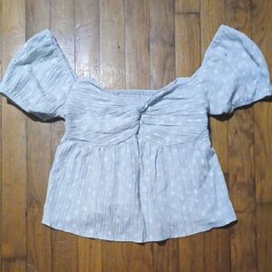 DAZY Womens Light Blue Floral Print Babydoll Top